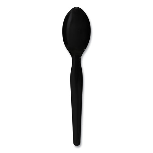 Heavyweight Polystyrene Cutlery, Teaspoon, Black, 1000Carton