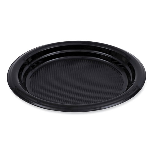 Hi-Impact Plastic Dinnerware, Plate, 6 dia, Black, 1,000Carton