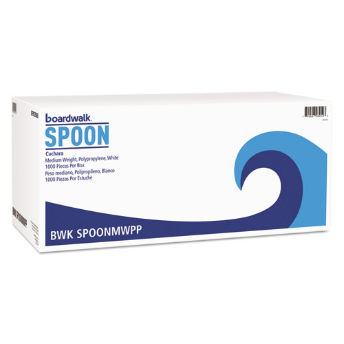 Mediumweight Polypropylene Cutlery, Teaspoon, White, 1000Carton
