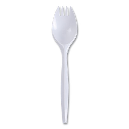Mediumweight Wrapped Polypropylene Cutlery, Spork, White, 1,000Carton