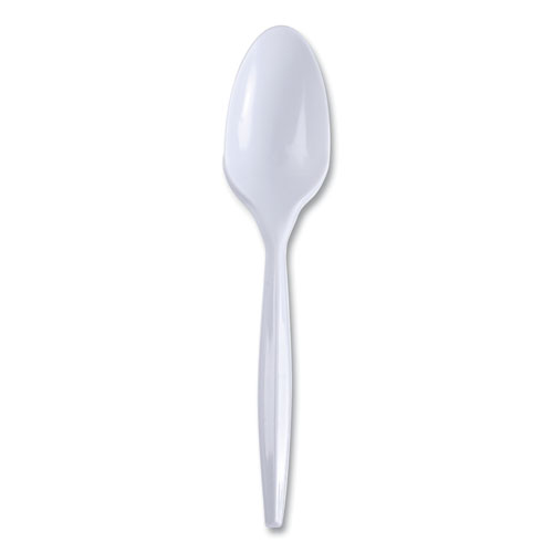 Mediumweight Wrapped Polypropylene Cutlery, Teaspoon, White, 1,000Carton