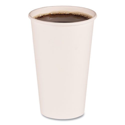 Paper Hot Cups, 16 oz, White, 50 CupsSleeve, 20 SleevesCarton