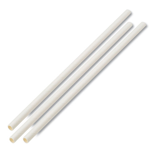 Unwrapped Paper Straws, 7.75 x 0.25White, 4,800 StrawsCarton