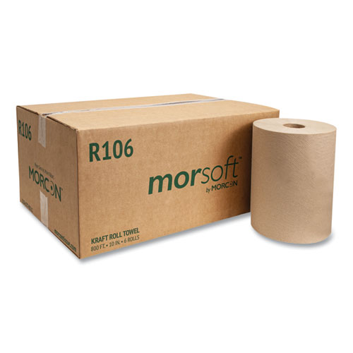 10 Inch Roll Towels, 1-Ply, 10 x 800 ft, Kraft, 6 RollsCarton