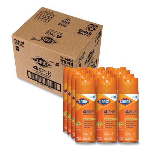 4-in-One Disinfectant and Sanitizer, Citrus, 14 oz Aerosol Spray, 12Carton