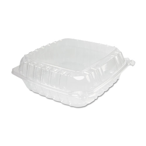 ClearSeal Hinged-Lid Plastic Containers, 9.3 x 8.8 x 3, Clear, Plastic, 100Bag, 2 BagsCarton