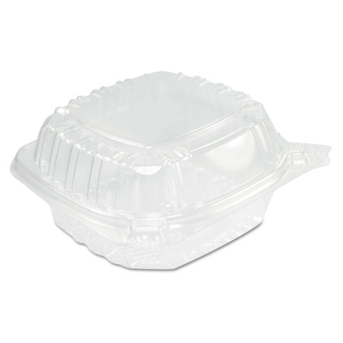 ClearSeal Hinged-Lid Plastic Containers, Sandwich Container, 13.8 oz, 5.4 x 5.3 x 2.6, Clear, Plastic, 500Carton