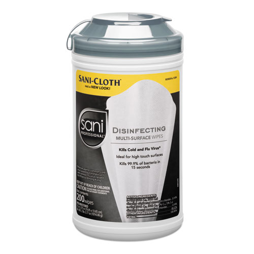 Disinfecting Multi-Surface Wipes, 7.5 x 5.38, White, 200Canister, 6 CanistersCarton