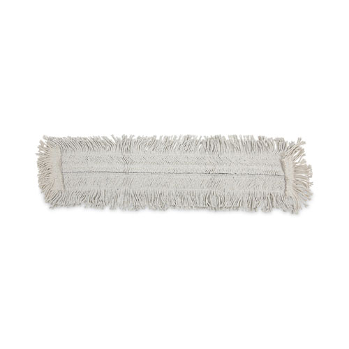 Disposable Dust Mop Head wSewn Center Fringe, CottonSynthetic, 36w x 5d, White