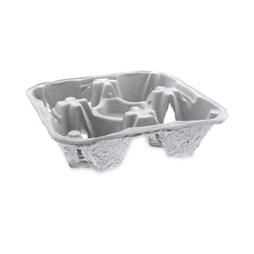 EarthChoice Carry-Safe Beverage Carrier, Four-Cup Carrier with Food Tray, 8 oz to 32 oz, Natural, 300Carton
