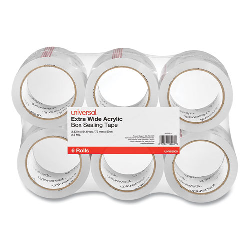 Extra-Wide Moving and Storage Packing Tape, 3 Core, 2.83 x 54.7 yd, Clear, 6Pack