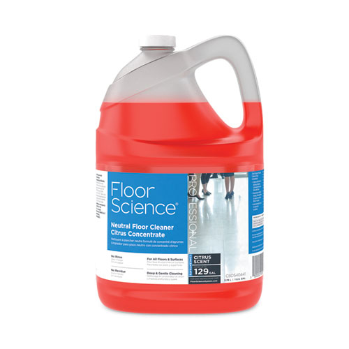 Floor Science Neutral Floor Cleaner Concentrate, Citrus Scent, 1 gal, 4Carton