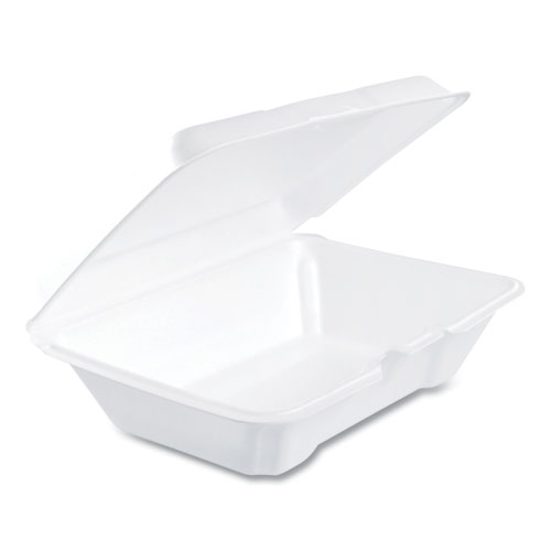 Foam Hinged Lid Containers, 1-Compartment, 6.4 x 9.3 x 2.9, White, 100Pack, 2 PacksCarton