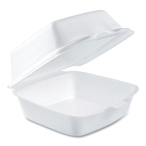 Foam Hinged Lid Containers, 5.38 x 5.5 x 2.88, White, 500Carton