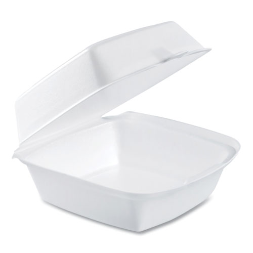 Foam Hinged Lid Containers, 6 x 5.78 x 3, White, 500Carton