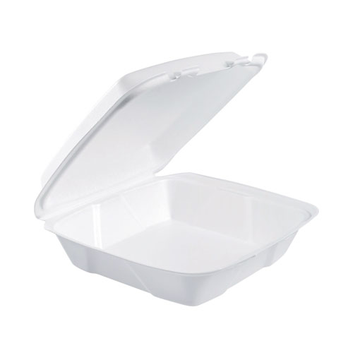 Foam Hinged Lid Containers, 9 x 9 x 3, White, 200Carton