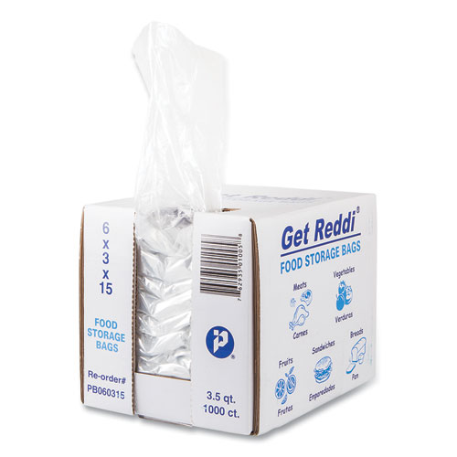 Food Bags, 3.5 qt, 0.68 mil, 6 x 15, Clear, 1,000Carton