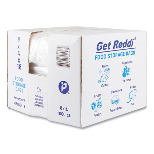 Food Bags, 8 qt, 0.85 mil, 8 x 18, Clear, 1,000Carton