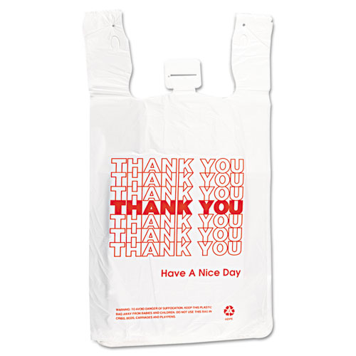 HDPE T-Shirt Bags, 14 microns, 12 x 23, White, 500Carton