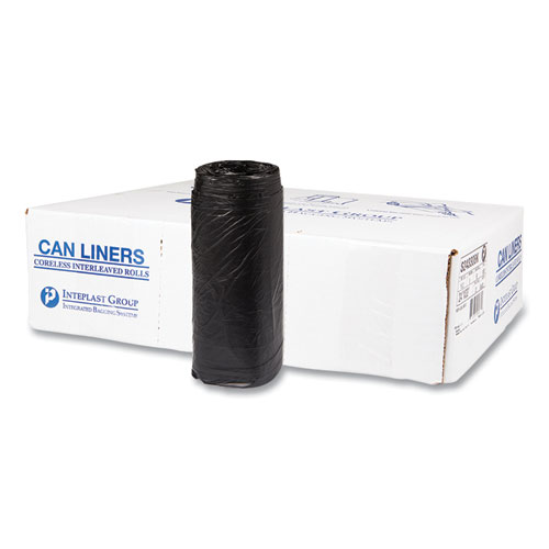 High-Density Commercial Can Liners, 16 gal, 8 mic, 24x 33, Black, 50 BagsRoll, 20 Interleaved RollsCarton
