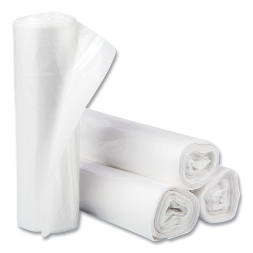 High-Density Commercial Can Liners, 30 gal, 10 mic, 30 x 37, Clear, 25 BagsRoll, 20 Interleaved RollsCarton
