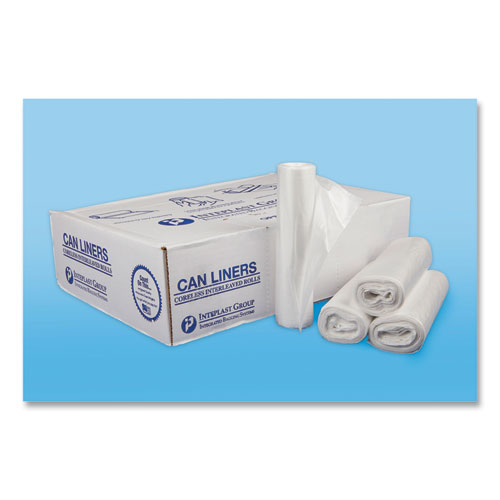 High-Density Commercial Can Liners, 30 gal, 13 mic, 30x 37, Clear, 25 BagsRoll, 20 Interleaved RollsCarton