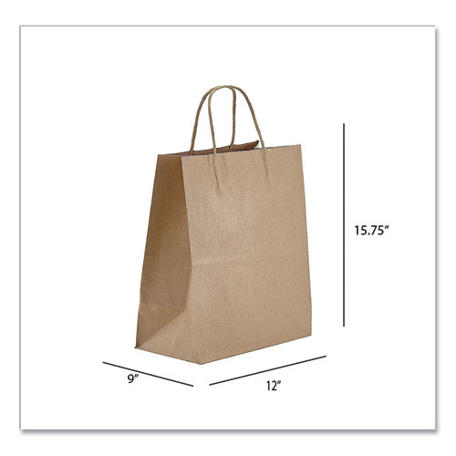 Kraft Paper Bags, Regal, 12 x 9 x 15.75, Natural, 200Carton