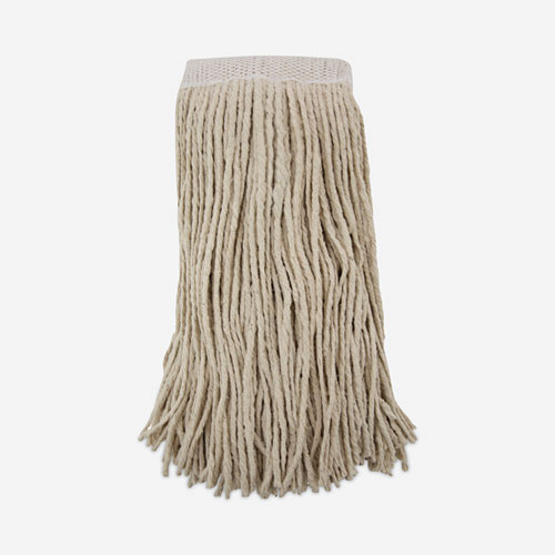 Mop Head, Premium Saddleback Head, Cotton Fiber, 24 oz, White, 12Carton