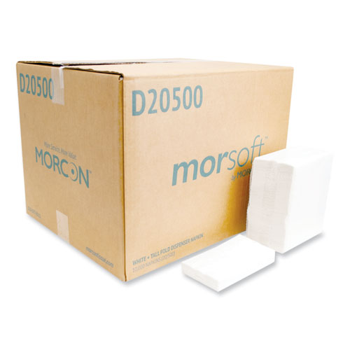 Morsoft Dispenser Napkins, 1-Ply, 6 x 13.5, White, 500Pack, 20 PacksCarton