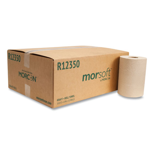 Morsoft Universal Roll Towels, 1-Ply, 8 x 350 ft, Brown, 12 RollsCarton