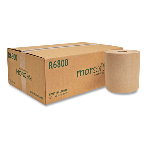 Morsoft Universal Roll Towels, 1-Ply, 8 x 800 ft, Brown, 6 RollsCarton