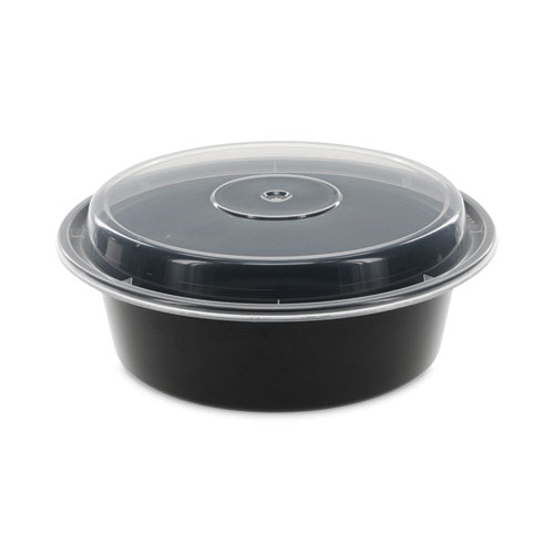 Newspring VERSAtainer Microwavable Containers, 32 oz, 7 Diameter x 2 h, BlackClear, Plastic, 150Carton