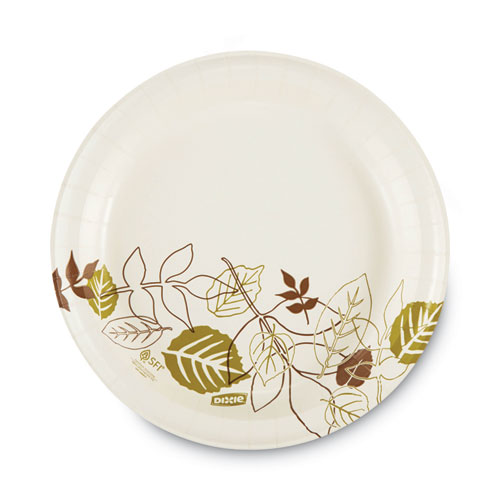 Pathways Soak-Proof Shield Mediumweight Paper Plates, WiseSize, 8.5 dia, GreenBurgundy, 125Pack, 4 PacksCarton