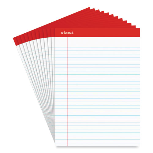 Perforated Ruled Writing Pads, WideLegal Rule, Red Headband, 50 White 8.5 x 11.75 Sheets, Dozen