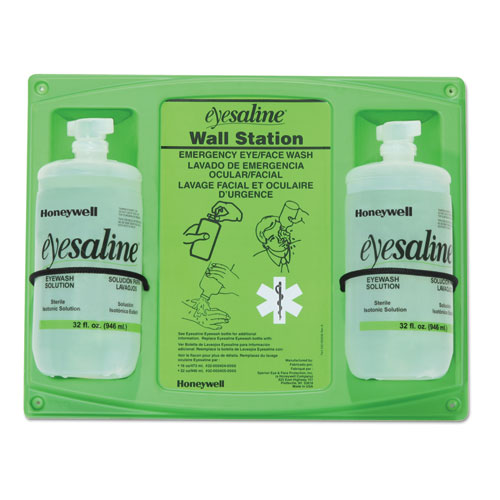 Saline Eye Wash Wall Station, 32 oz Bottle, 2 BottlesStation, 4Carton