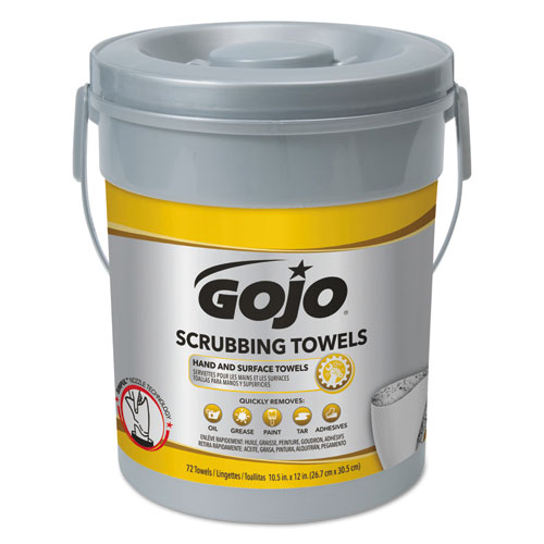 Scrubbing Towels, Hand Cleaning, 2-Ply, 10.5 x 12, Fresh Citrus, SilverYellow, 72Bucket