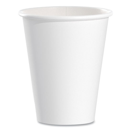 Single-Sided Poly Paper Hot Cups, 8 oz, White, 50Bag, 20 BagsCarton