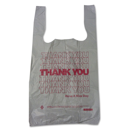Thank You High-Density Shopping Bags, 10 x 19, White, 2,000Carton