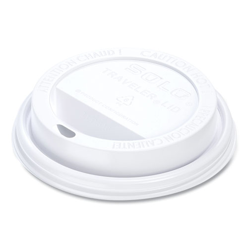 Traveler Cappuccino Style Dome Lid, Polystyrene, Fits 10 oz to 24 oz Hot Cups, White, 100Pack, 10 PacksCarton