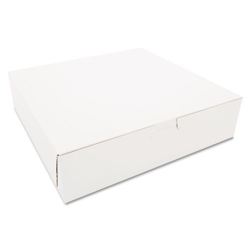 White One-Piece Non-Window Bakery Boxes, 10 x 10 x 2.5, White, Paper, 250Carton