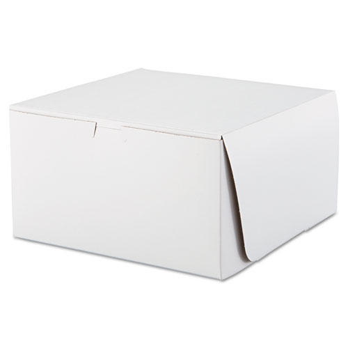 White One-Piece Non-Window Bakery Boxes, 10 x 10 x 5.5, White, Paper, 100Carton